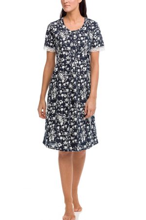 Náttkjóll – Dökkblár – Tölur Náttfatnaður Náttkjóll – Dökkblár – Tölur