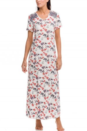 Náttkjóll – Blómamynstraður – Síður Náttfatnaður Náttkjóll – Blómamynstraður – Síður