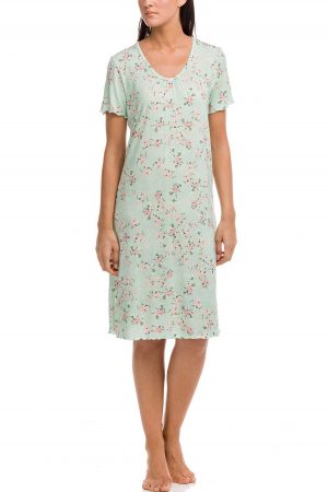 Náttkjóll  – Myntugrænn – Stutterma Náttfatnaður Náttkjóll  – Myntugrænn – Stutterma