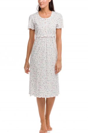 Náttkjóll – Stutterma – Bleik strá Náttfatnaður Náttkjóll – Stutterma – Bleik strá