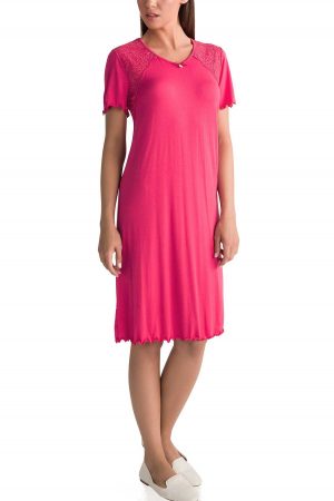 Náttkjóll – Stuttar ermar Náttfatnaður Náttkjóll – Stuttar ermar