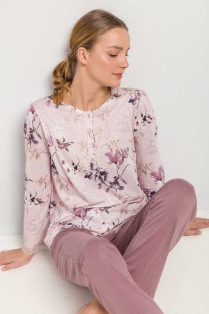 Náttföt – Langerma – Beinar buxur Náttfatnaður Náttföt – Langerma – Beinar buxur