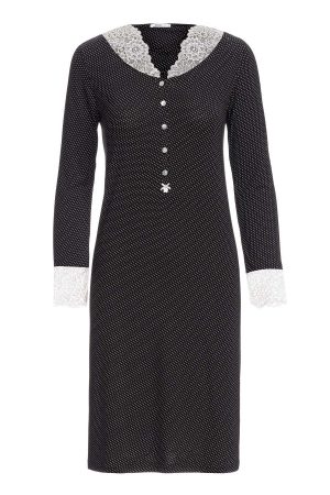 Náttkjóll – Langerma – Doppóttur Náttfatnaður Náttkjóll – Langerma – Doppóttur