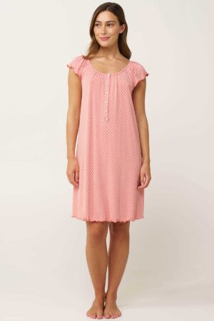 Náttkjóll – Doppóttur – Yndismjúkur Náttfatnaður Náttkjóll – Doppóttur – Yndismjúkur