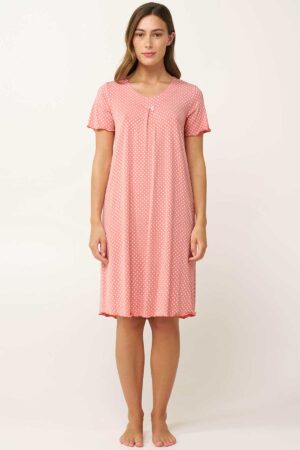 Náttkjóll – Doppóttur – Yndismjúkur Náttfatnaður Náttkjóll – Doppóttur – Yndismjúkur