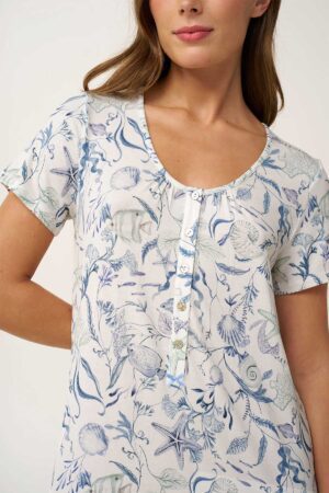 Náttkjóll – Skeljamynstur – Yndismjúkur Náttfatnaður Náttkjóll – Skeljamynstur – Yndismjúkur