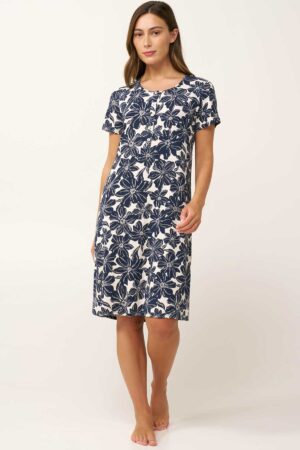 Náttkjóll – Blómamynstur – Yndismjúkur Náttfatnaður Náttkjóll – Blómamynstur – Yndismjúkur