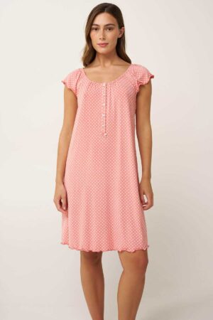 Náttkjóll – Doppóttur – Yndismjúkur Náttfatnaður Náttkjóll – Doppóttur – Yndismjúkur Náttfatnaður Náttkjóll – Doppóttur – Yndismjúkur