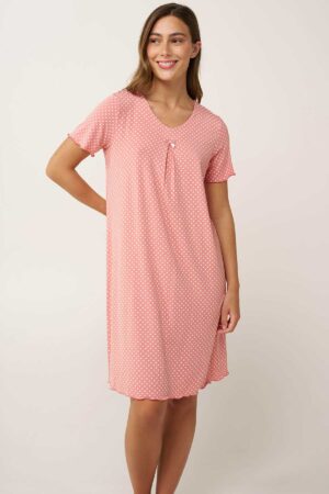 Náttkjóll – Doppóttur – Yndismjúkur Náttfatnaður Náttkjóll – Doppóttur – Yndismjúkur Náttfatnaður Náttkjóll – Doppóttur – Yndismjúkur