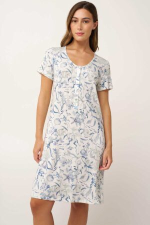 Náttkjóll – Skeljamynstur – Yndismjúkur Náttfatnaður Náttkjóll – Skeljamynstur – Yndismjúkur Náttfatnaður Náttkjóll – Skeljamynstur – Yndismjúkur