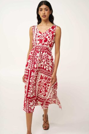 Strandkjóll – Ermalaus – Rauður/Hvítur Strandföt Strandkjóll – Ermalaus – Rauður/Hvítur