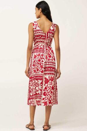 Strandkjóll – Ermalaus – Rauður/Hvítur Strandföt Strandkjóll – Ermalaus – Rauður/Hvítur