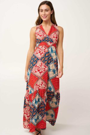 Strandkjóll – Síður – Mynstraður Strandföt Strandkjóll – Síður – Mynstraður