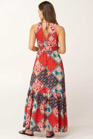 Strandkjóll – Síður – Mynstraður Strandföt Strandkjóll – Síður – Mynstraður