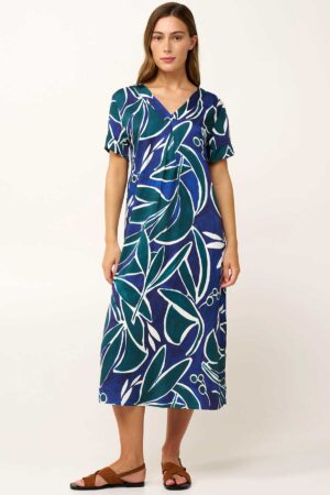 Strandkjóll – Stutterma – Mynstraður Strandföt Strandkjóll – Stutterma – Mynstraður